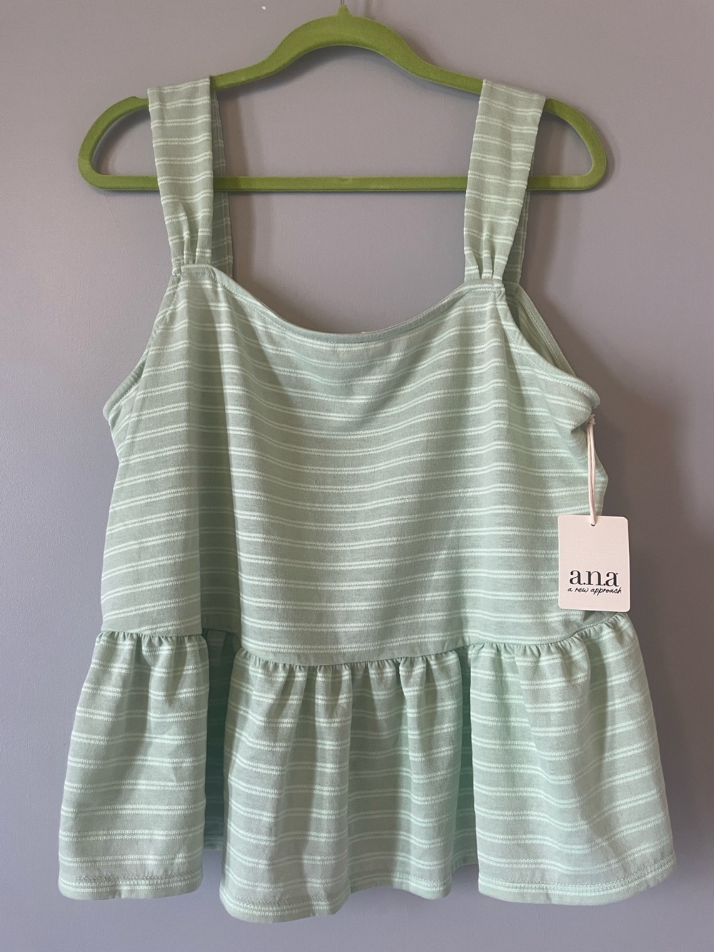 A.n.a Mint Green Striped Tank Top